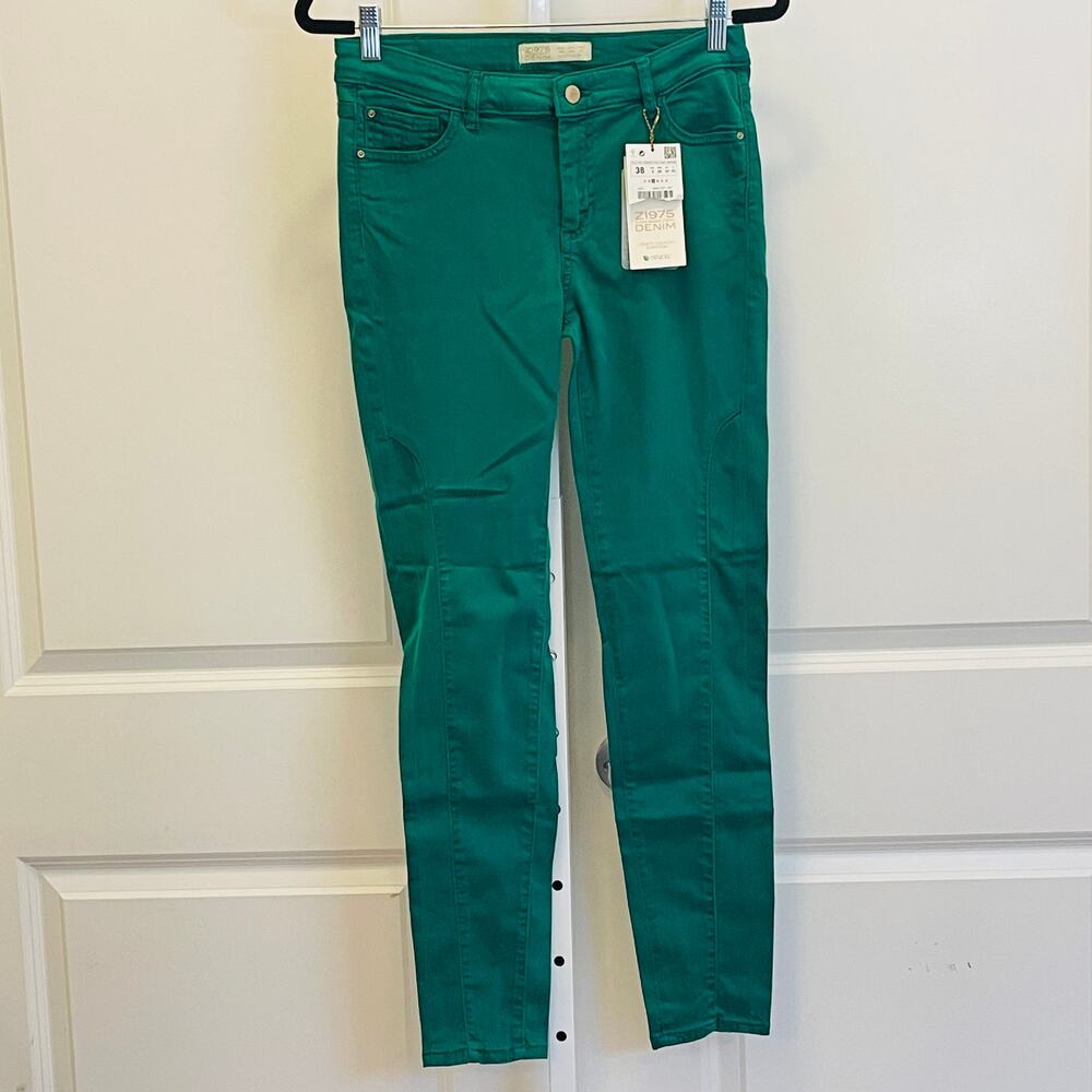 NWT Zara Z1975 Denim Jeans   - Women Size 6  - Green